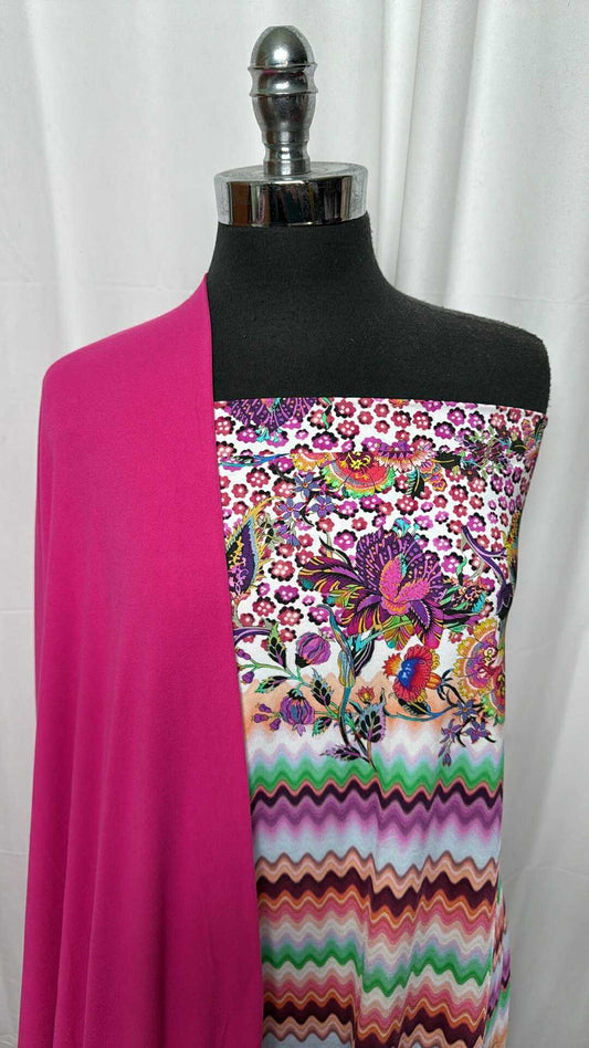 PINK/ZIGZAG FLORAL BUNDLE : 3YD Zig Zag/Floral N/S & 3YD Pink DBP : A27472