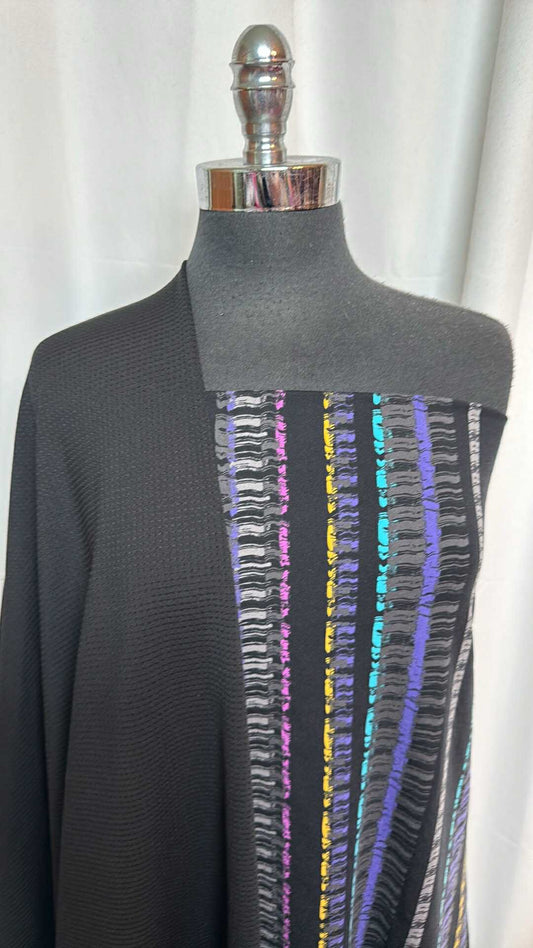 BLACK/VERTICAL STRIPE BUNDLE : 2YD Black PF Mesh & 2YD Vertical Stripe Supplex : A28696