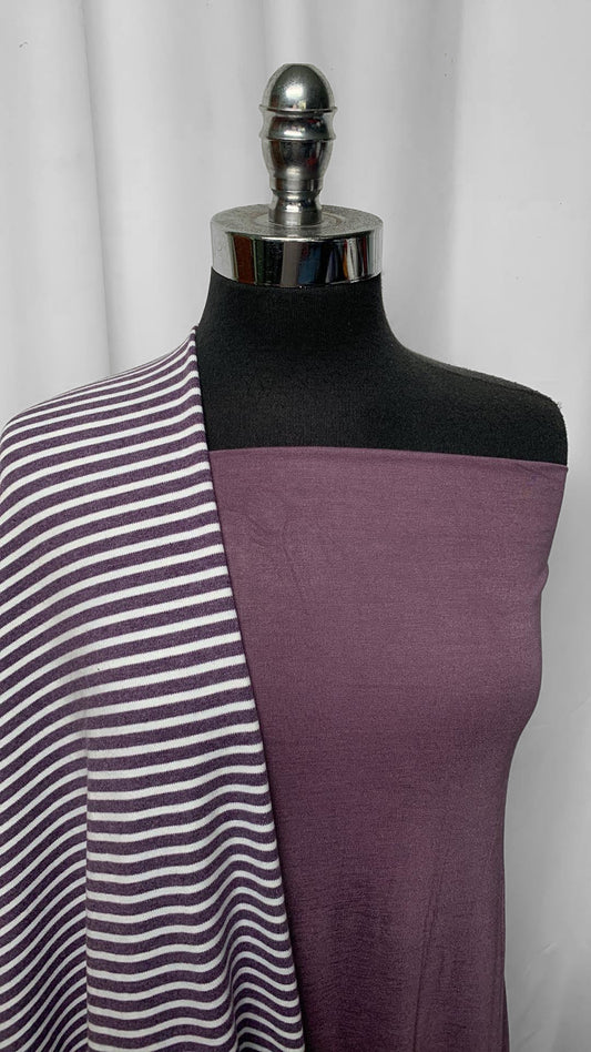 PURPLE/STRIPE BUNDLE : 2YD Stripe Organic C/S Interlock (72" Wide) & 2YD Purple R/S : A25360