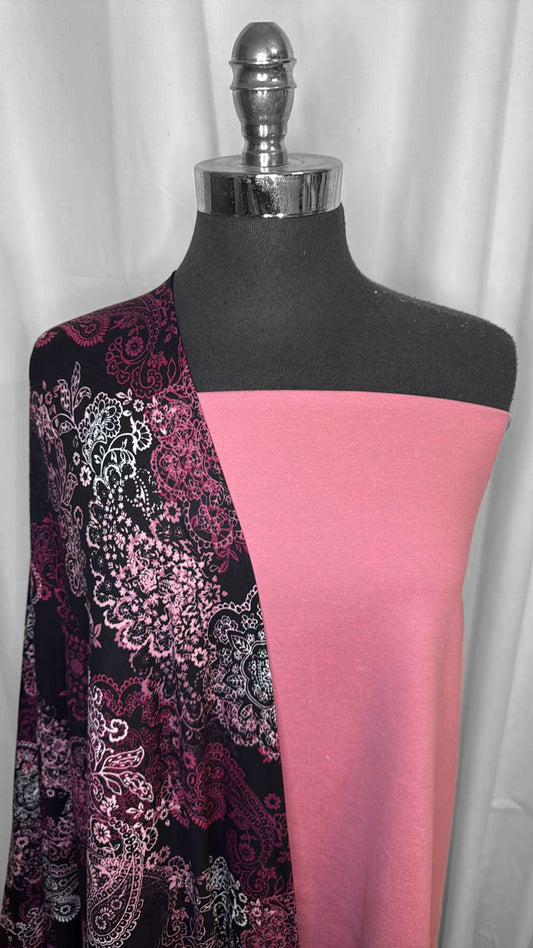 ROSE/PINK PAISLEY BUNDLE : 2YD Rose/Silver Heathered Peached PF & 2YD Pink/Black Paisley DBP : A26679