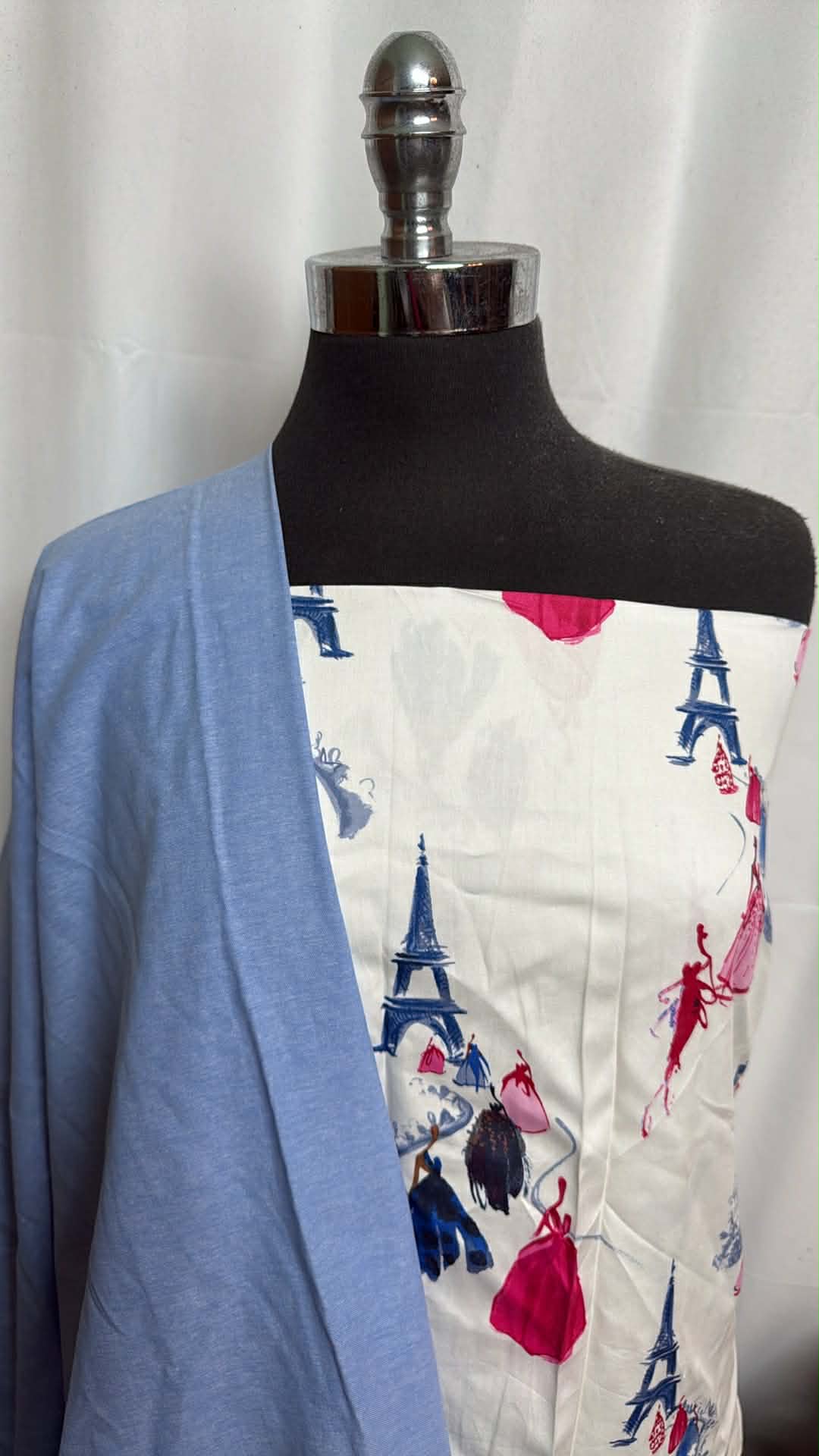 BLUE/PARIS BUNDLE : 2YD Paris Cotton Poplin & 2YD Blue Chambray : A29749
