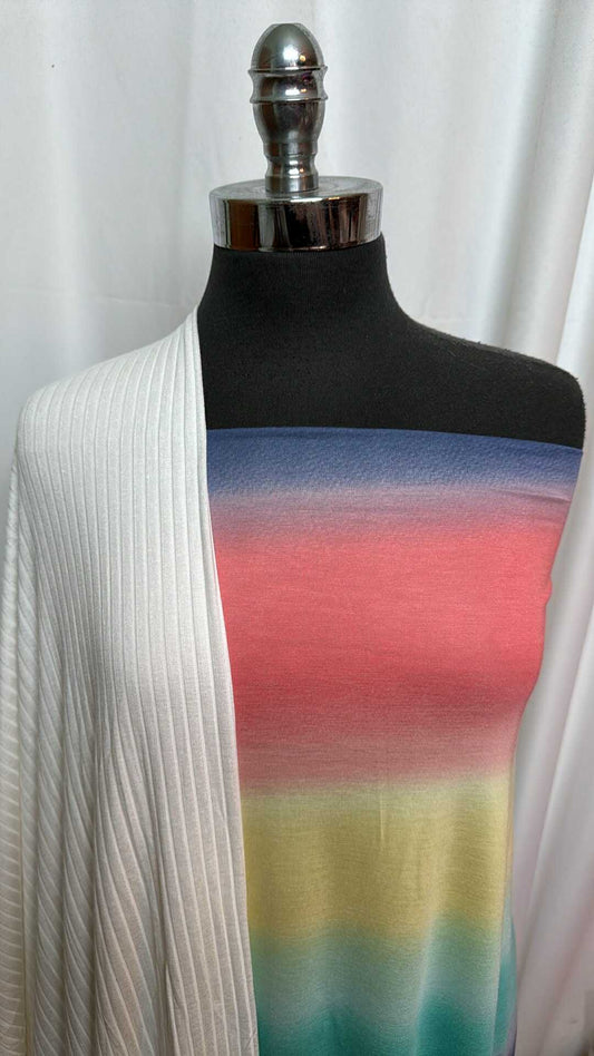 WHITE/OMBRE STRIPE BUNDLE : 2YD White R/S Rib & 2YD Ombre Stripe R/S : A28021