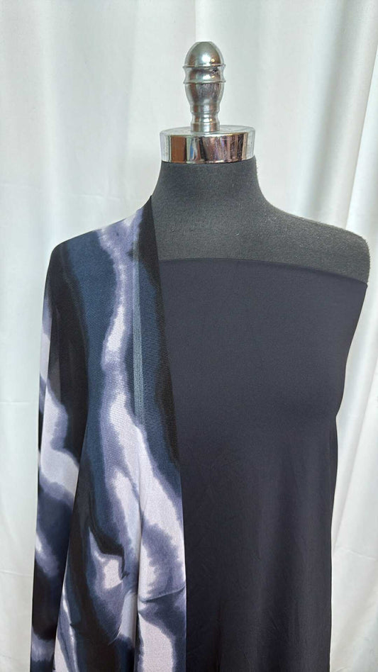 BLACK/NAVY TIE DYE MESH BUNDLE : 2YD Navy Tie Dye Stretch Mesh & 2YD Black N/S : A27587