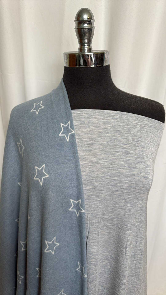 HEATHER GREY/STAR BUNDLE : 2YD Star Brushed Hacci SK & 2YD Heather Grey R/S : A29274