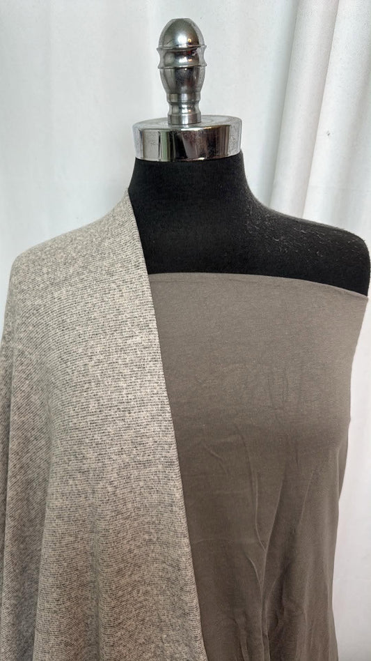 OATMEAL BUNDLE : 2YD Oatmeal Brushed Hacci SK & 2YD Solid P/C Jersey : A31006