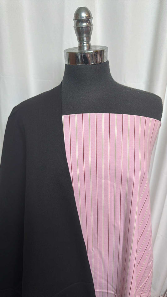 BLACK/PINK PINSTRIPE BUNDLE : 2YD Pink Pinstripe C/S Woven & 2YD Black Stretch Twill (46" Wide) : A27907