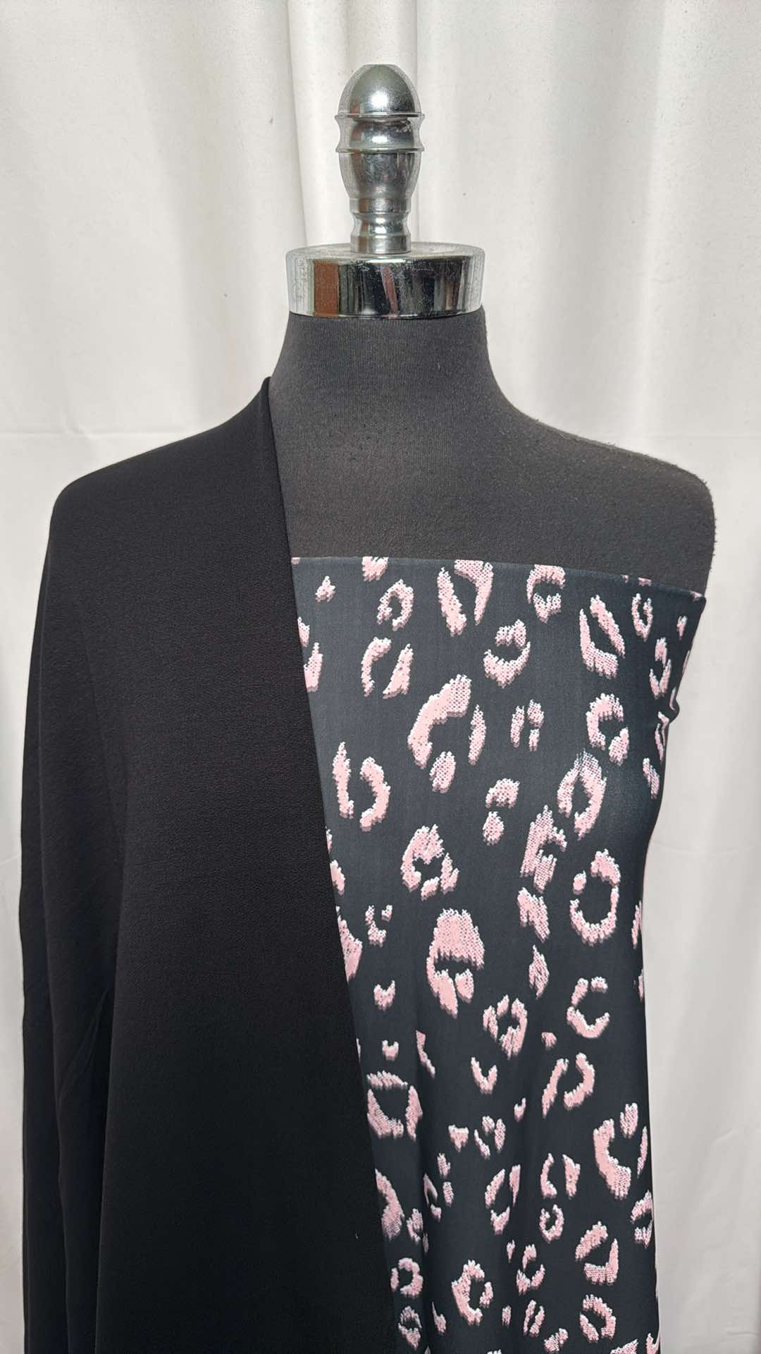 BLACK/LEOPARD BUNDLE : 2YD Leopard Yoga PF & 3YD Black Brushed Modal French Terry : A26653