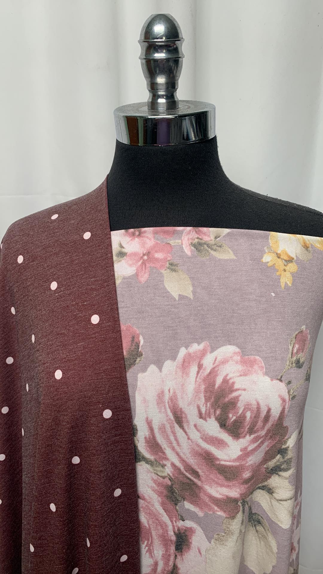 LAVENDER FLORAL/DOT BUNDLE : 2YD Lavender Floral PRS Jersey & 2YD Burgundy Dot PRS Jersey : A25261
