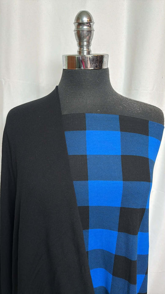 BLACK/BLUE PLAID BUNDLE : 2YD Blue/Black Plaid DBP & 1YD Black Brushed Modal/Spandex FT : A29504