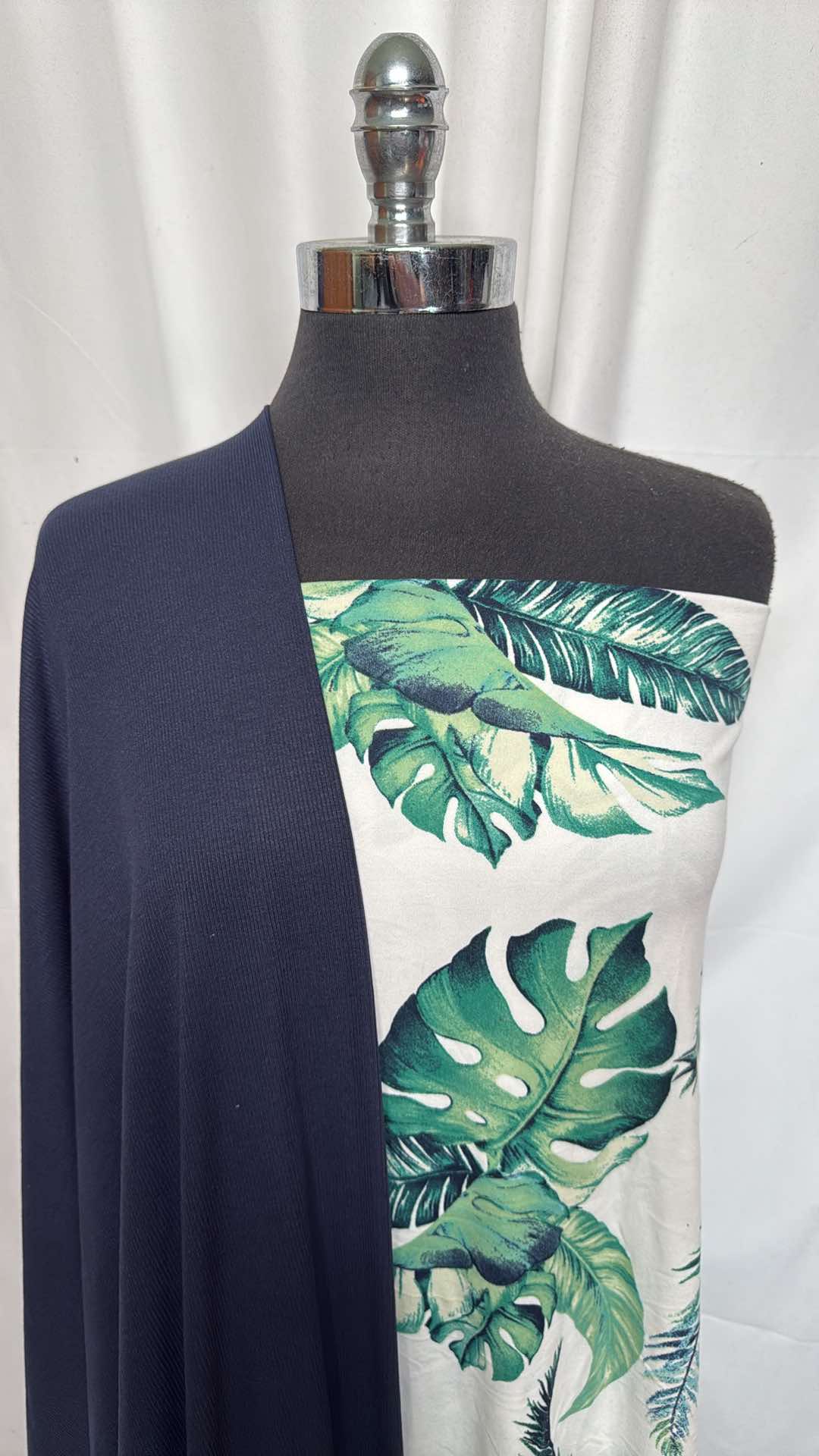 NAVY/BIG LEAVES BUNDLE : 2YD Big Leaves DBP & 2YD Navy Modal/Spandex Rib : A26442