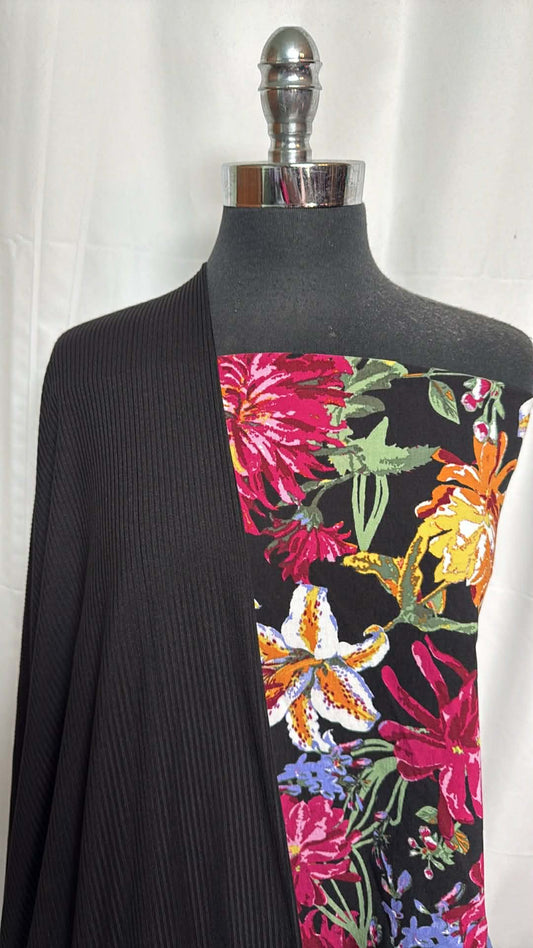 TROPICAL/BLACK RIB BUNDLE : 2YD Tropical Millennium (Read Descr.) & 2YD Black PRS Rib : A29510