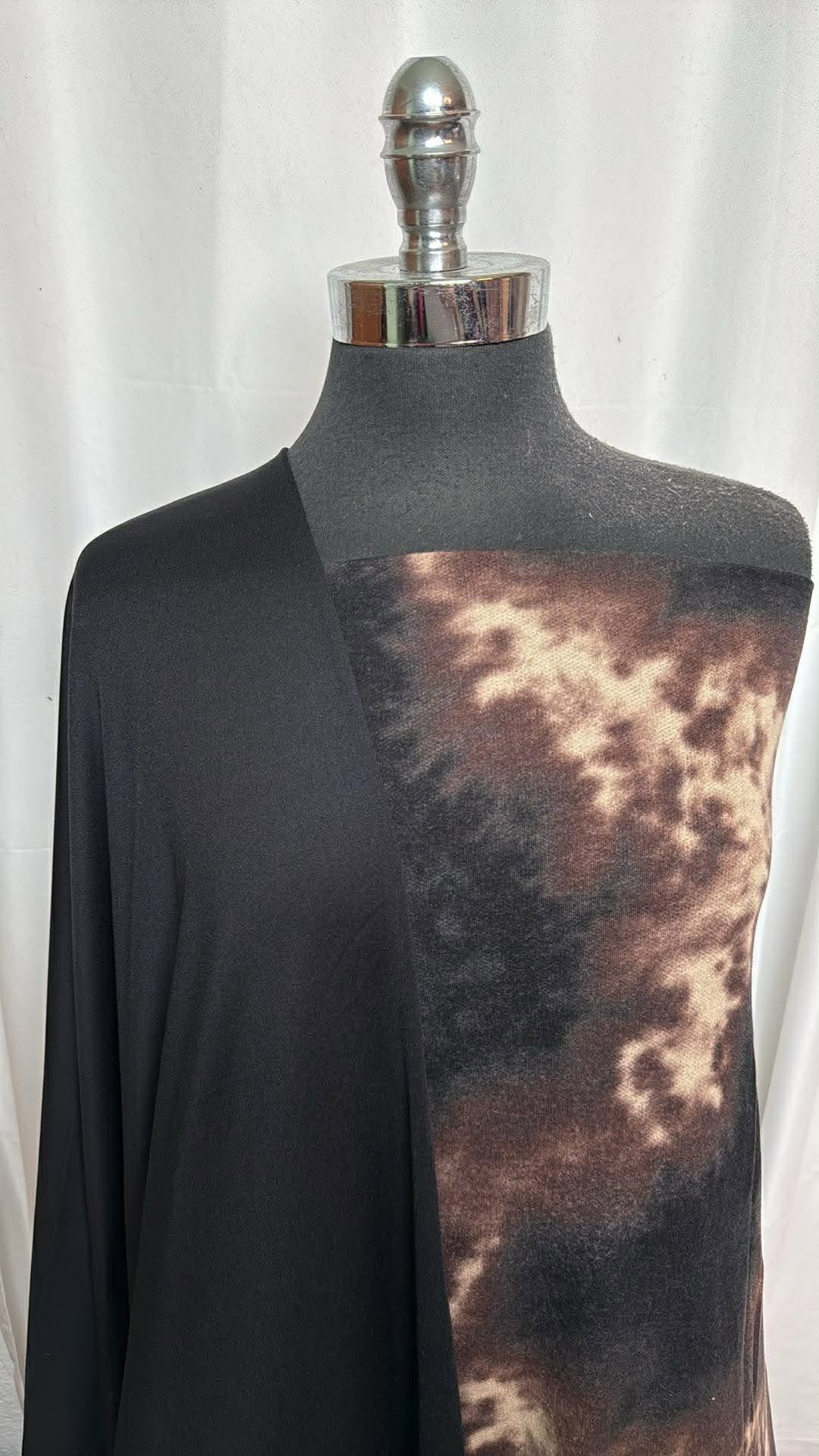 BLACK/BROWN TIE DYE BUNDLE : 2YD Black/Brown Tie Dye PRS FT & 2YD Black Brushed-Back PF : A30118