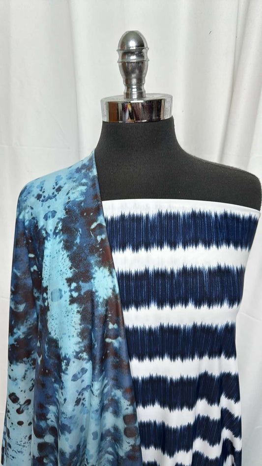 TIE DYE STRIPE/SPLATTER BUNDLE : 2YD Navy Tie Dye Stripe N/S & 2YD Splatter N/S : A27300