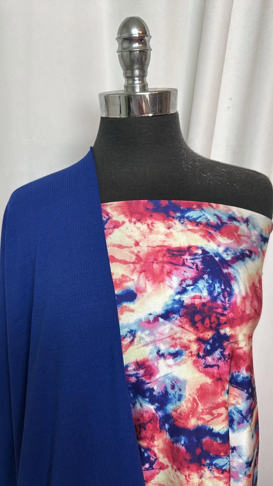 ROYAL/TIE DYE BUNDLE : 2YD Tie Dye Yoga PF & 2YD Royal Heavy C/S Rib : A30982