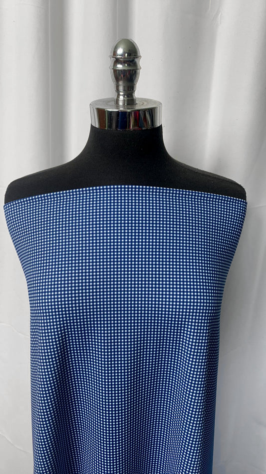 Blue Gingham - Recycled Poly/Spandex Performance - By the Yard