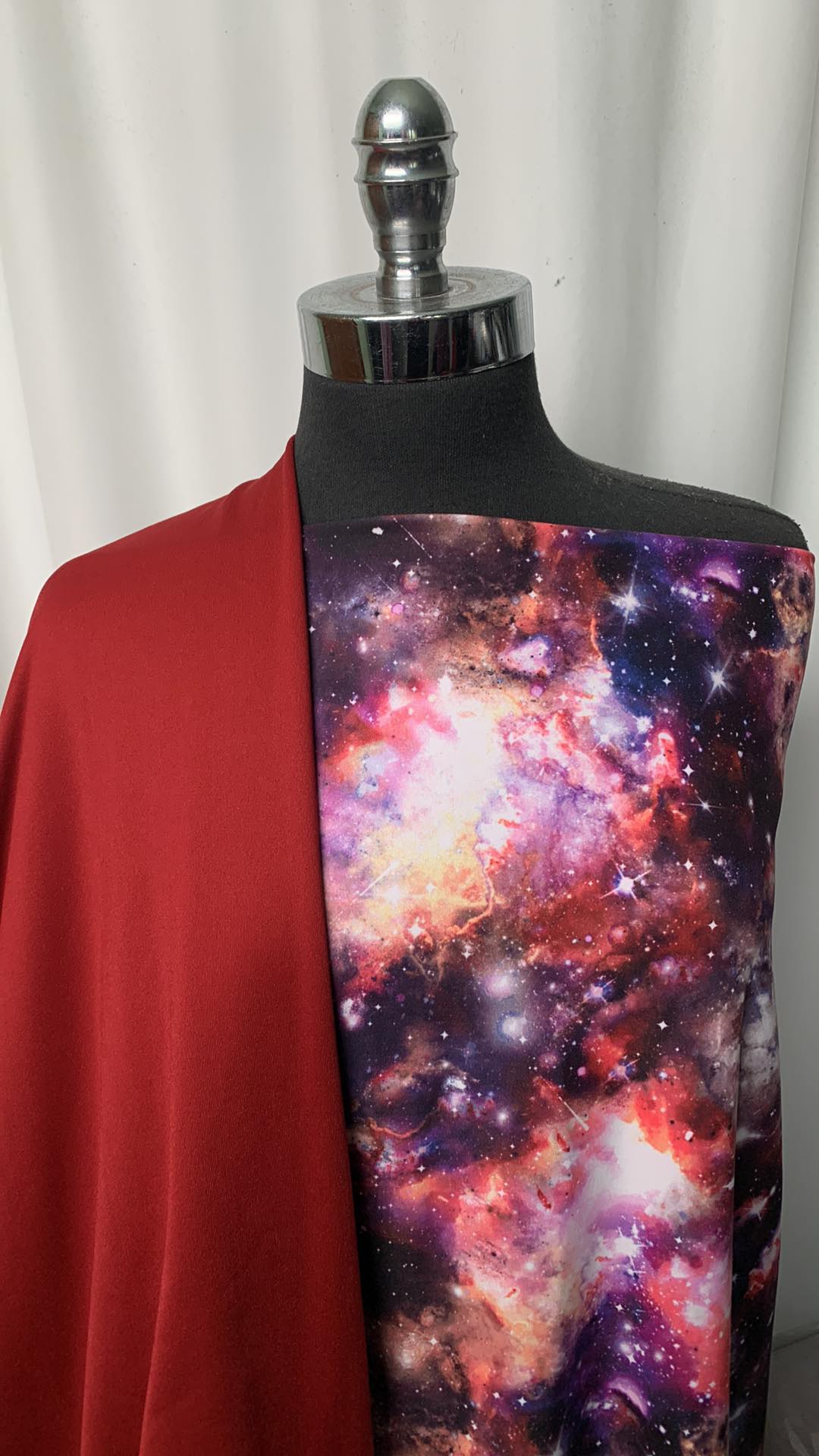 RED GALAXY BUNDLE : 2YD Galaxy Peached PF (Smooth-Back) & 2YD Red Poly Fleece : A1642