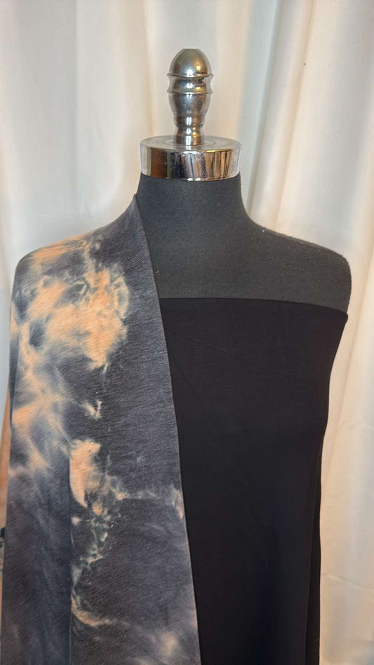 BLACK/TIE DYE BUNDLE : 2YD Black Cotton Ponte & 2YD Tie Dye Brushed FT : A26727