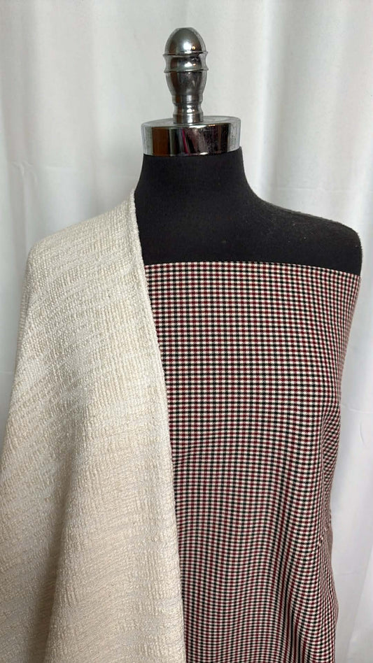 CREAM/PLAID BUNDLE : 2YD Plaid Yan-Dyed Millennium & 2YD Cream Cotton-Blend DK : A29408