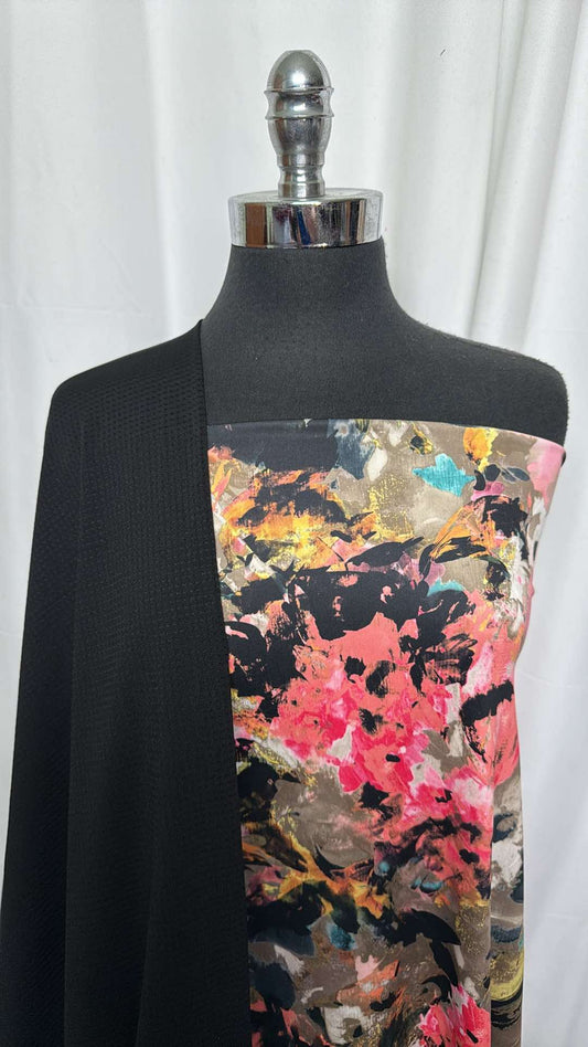 BLACK/ABSTRACT FLORAL BUNDLE : 2YD Abstract Floral Yoga PF & 2YD Black PF Mesh : A27251