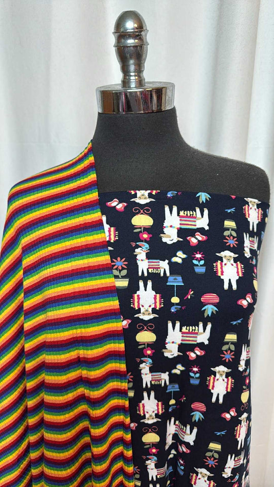 LLAMA/STRIPES BUNDLE : 2YD Llama DBP & 2YD Yarn-Dyed Stripe R/S : A28666