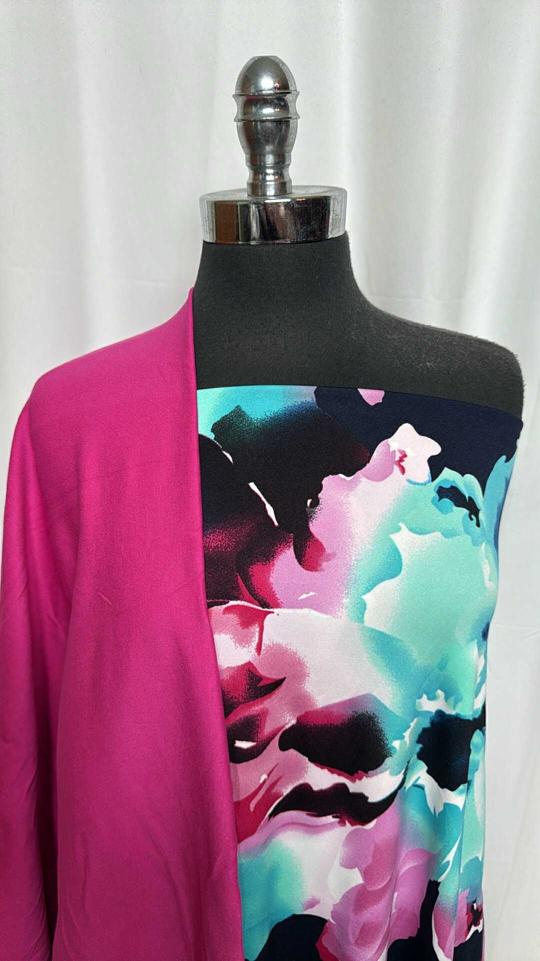 FUCHSIA/FLORAL BUNDLE : 2YD Floral ITY & 1+YD Fuchsia Nylon Ponte : A29261