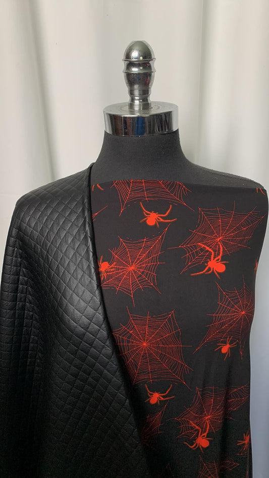 QUILTED WEBS BUNDLE : 2YD Black/Red Webs DBP & 2YD Black Foil Quilted : A1478
