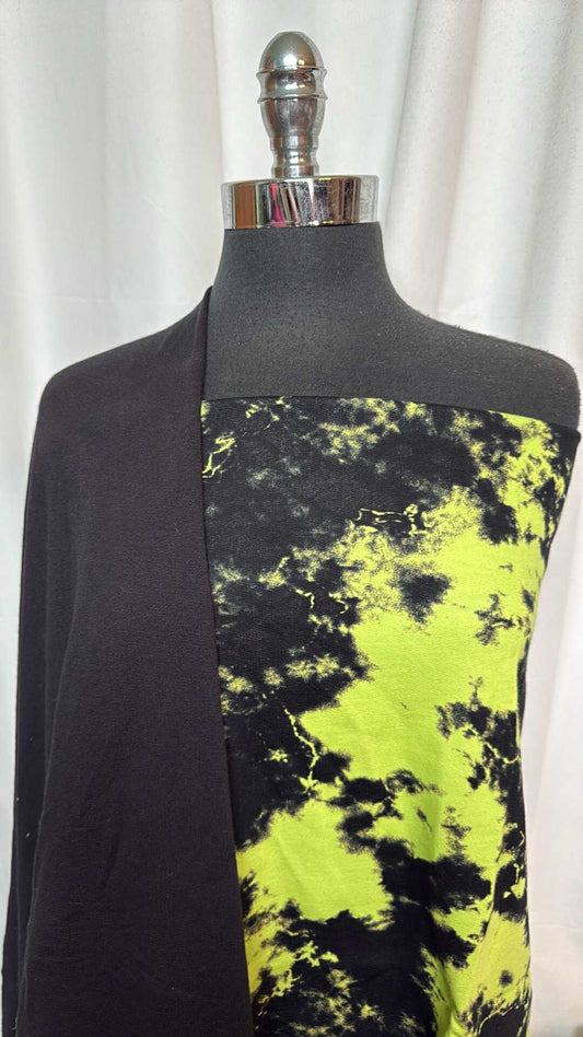 BLACK/NEON TIE DYE BUNDLE : 1YD Black/Neon Tie Dye Crushed Cotton FT & 2YD Black C/P FT : A28828