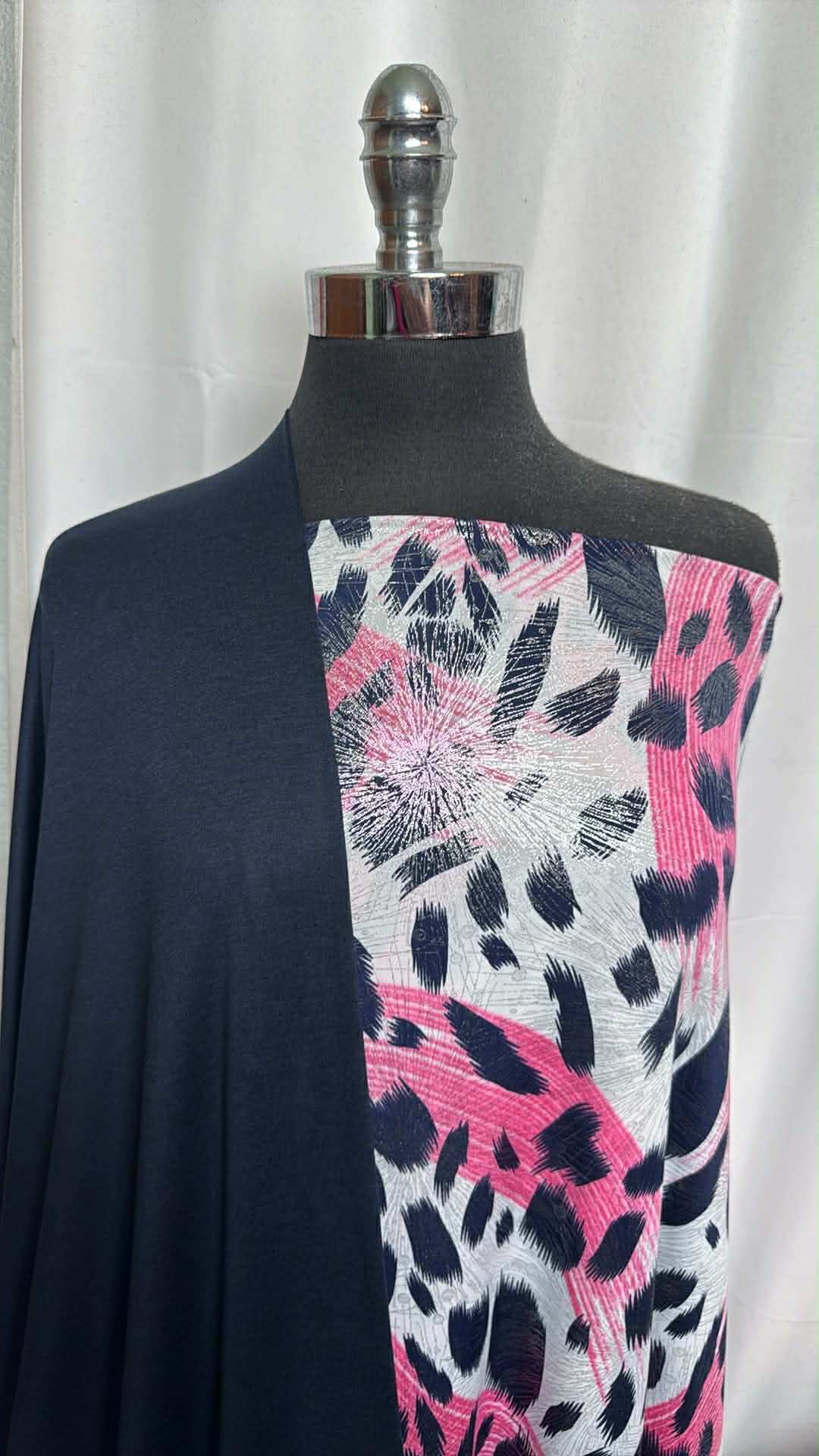 NAVY/LEOPARD BUNDLE : 3YD Leopard Venezia w/Foil & 2YD Navy Featherweight PF : A29761