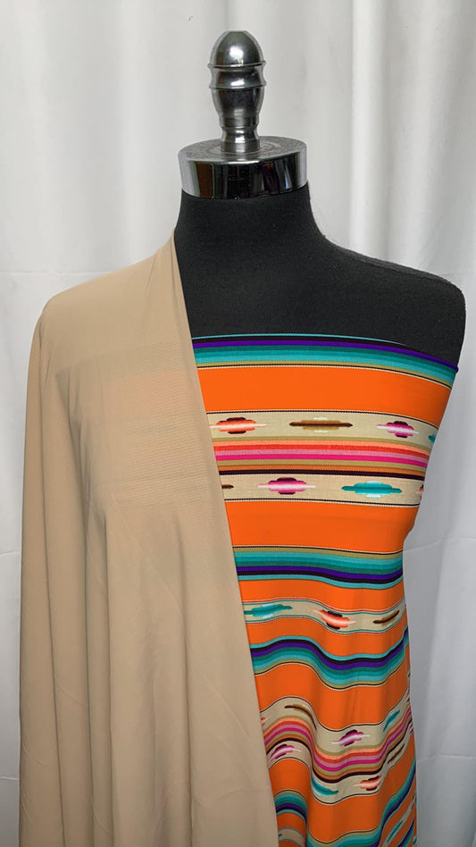 STRIPE/POWER MESH BUNDLE : 2YD Orange Stripe N/S & 1YD Heavy Power Mesh : A25441