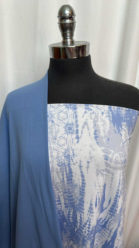 BLUE/WHITE TIE DYE BUNDLE : 2YD Blue/White Tie Dye N/S & 2YD Blue C/S : A27985