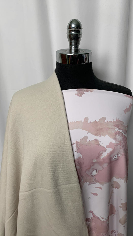BONE/MARBLE BUNDLE : 2YD Marble Heavy PF & 1.5YD Bone Sweatshirt Fleece : A2154