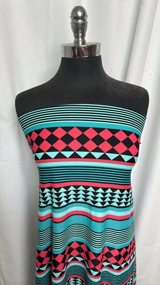 Geometric Stripe - Nylon/Spandex Swim- 2 Yard Cut