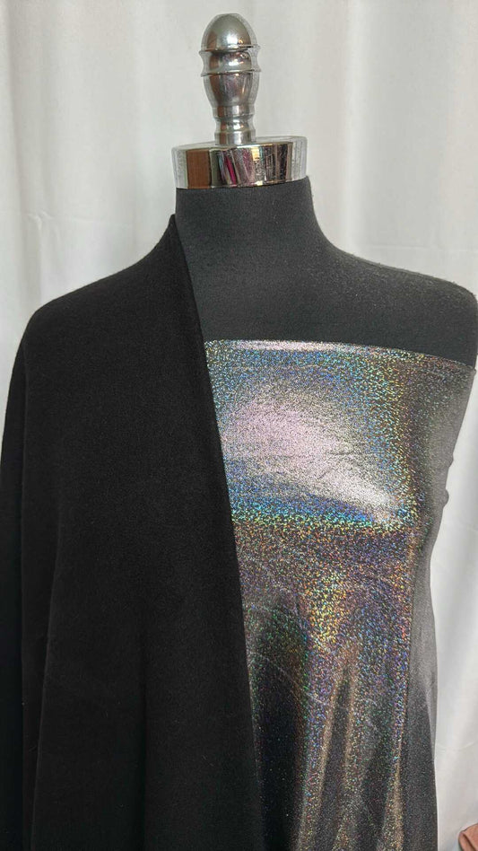 BLACK/SILVER FOIL BUNDLE : 1.5YD Silver Foil PF & 2YD Black Super Brushed Hacci SK : A28953