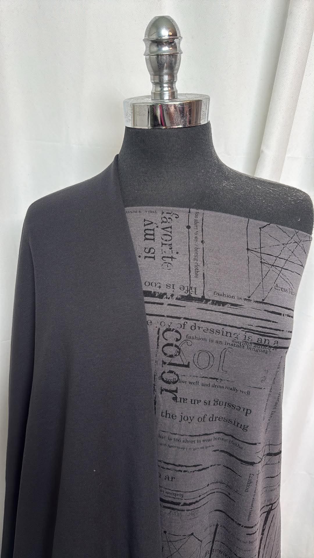 CHARCOAL JOY OF DRESSING BUNDLE : 1+YD Charcoal Joy of Dressing Bamboo/Poly & 2YD Charcoal Nylon Ponte : A30578