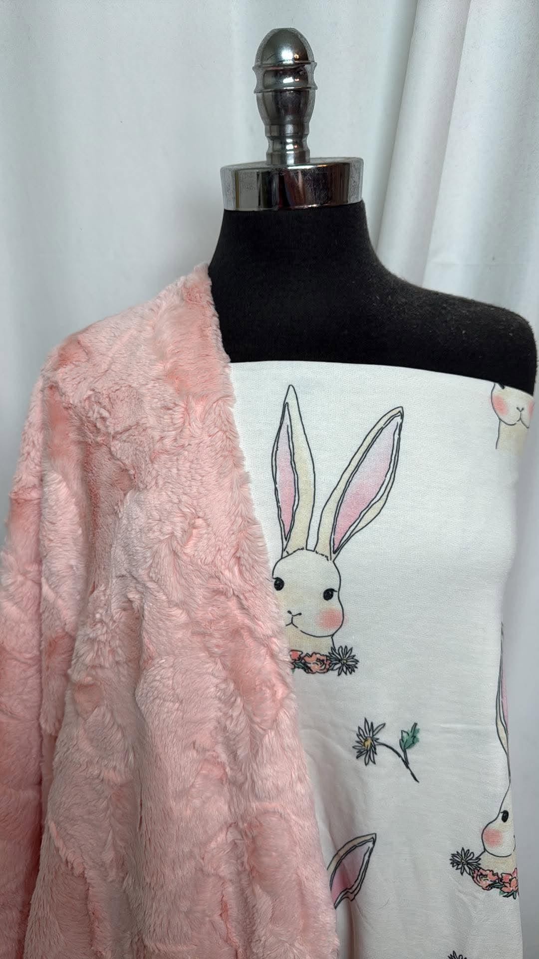 PINK MINKY/BUNNIES BUNDLE :  2YD Bunny PRS FT & 2YD Pink Minky (Read Descr.) : A30752