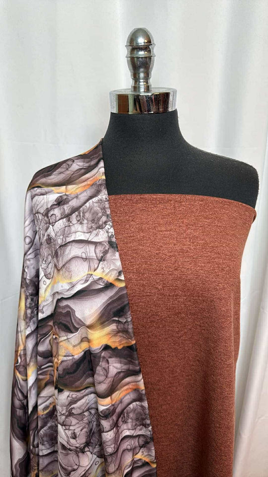 SMOKE GEODE/CHAI BUNDLE : 2YD Smoke Geode Sport Fleece & 1YD Chai Peached PF : A26991