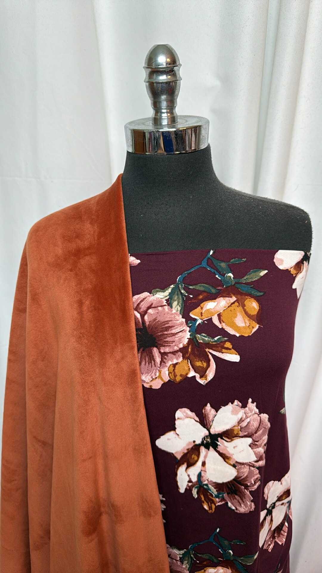 COPPER PLUSH/FLORAL BUNDLE : 2YD Floral DBP & 2YD Copper Velvet Plush : A27779