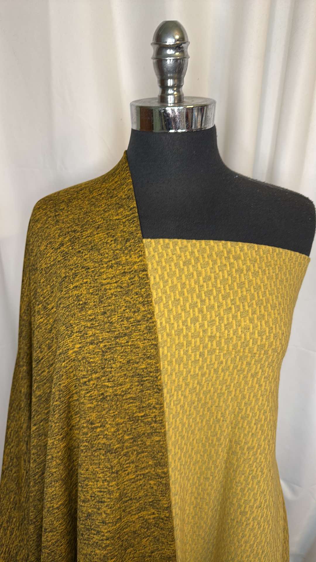 DOUBLE MUSTARD BUNDLE : 2YD Mustard Fleece-Back Poly Jersey & 2YD Mustard Cotton-Blend DK : A26775