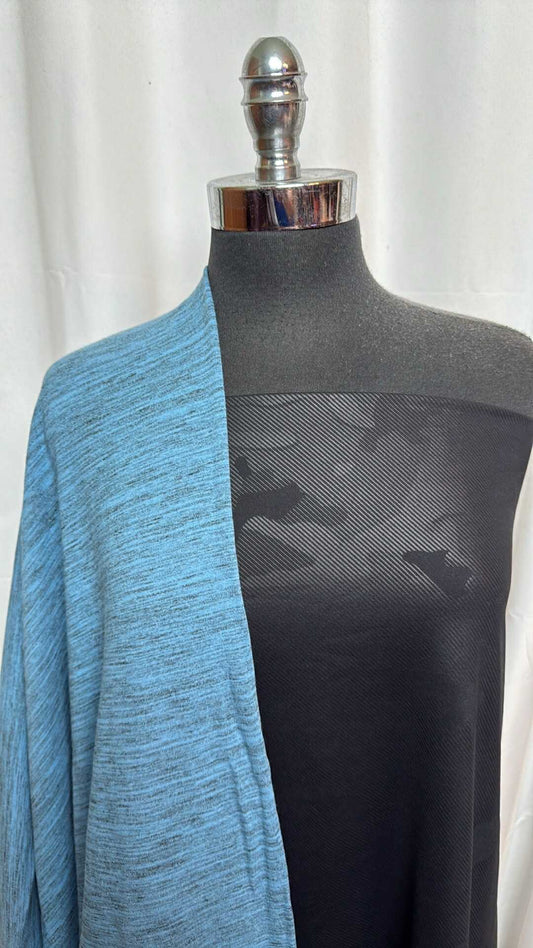 SPACE-DYE/CAMO BUNDLE : 1+YD Black Camo Brushed-Back PF & 2YD Blue Space-Dye Cotton FT : A28267