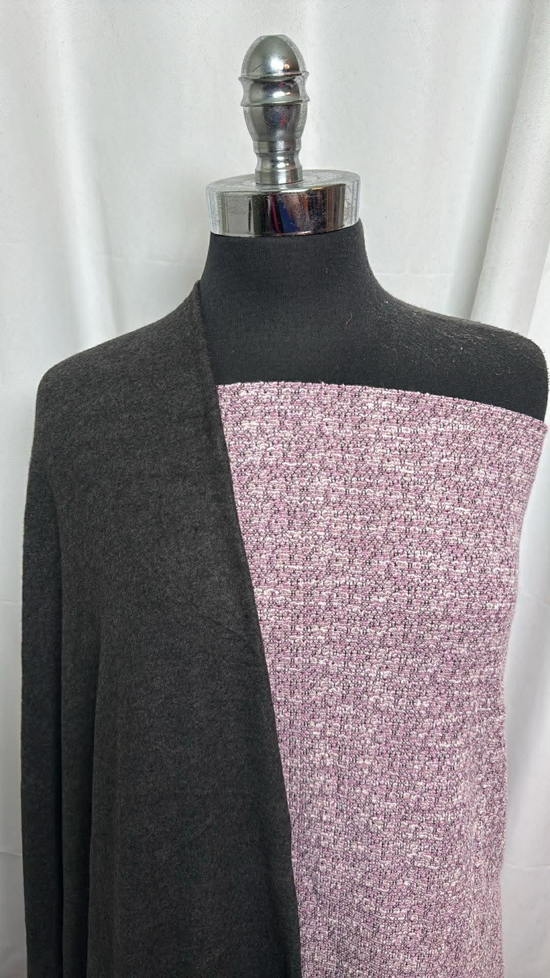 CHARCOAL/LILAC BUNDLE : 2YD Charcoal Brushed Hacci SK & 2YD Lilac Cotton-Blend DK : A30311