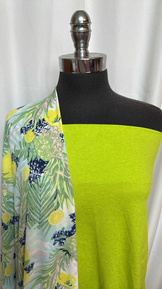 LIMEAID/FRUIT BUNDLE : 1.5YD Limeaid Peached PF (See Descr.) & 2YD Fruit Bubble Crepe : A27841