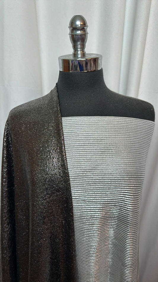 SILVER/GUNMETAL FOIL BUNDLE : 2YD Silver Foil Pleated Woven & 2YD Gunmetal Foil DK : A27781