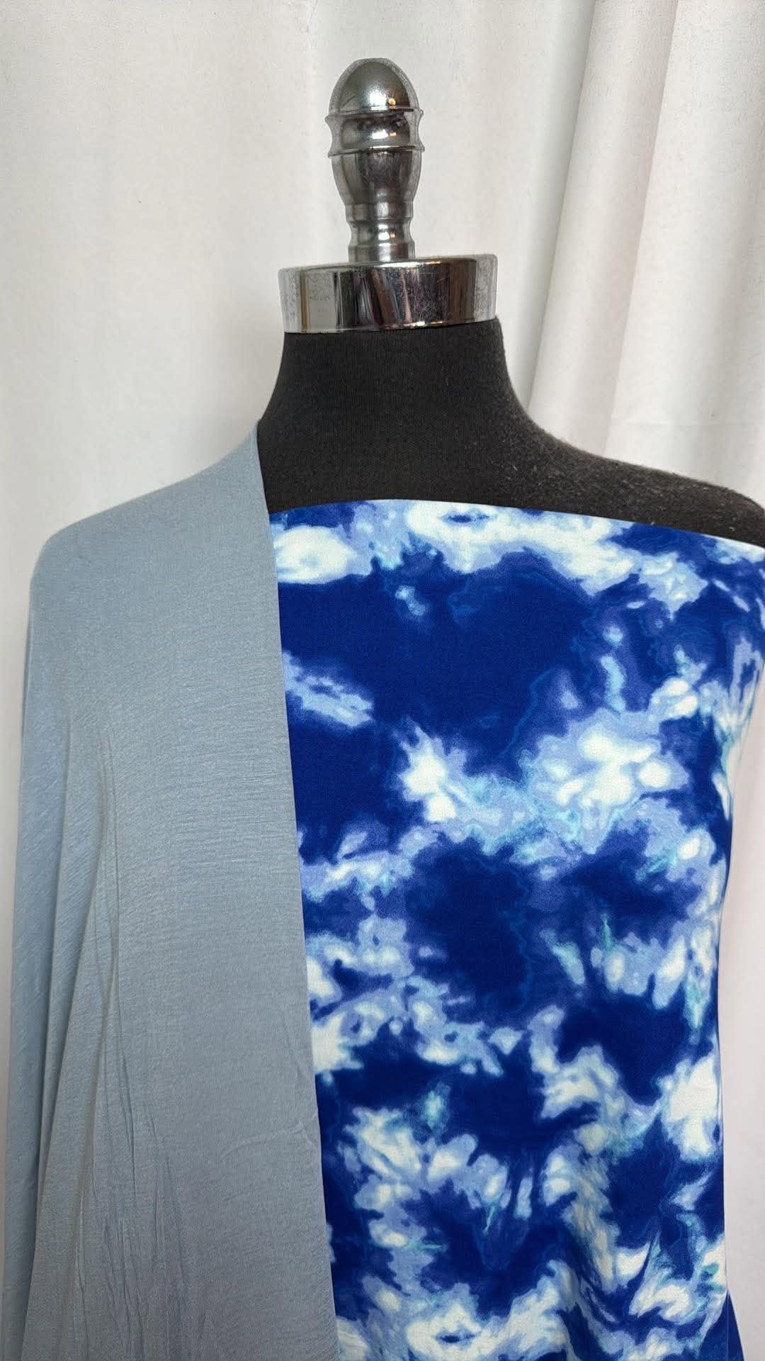 BLUE TIE DYE BUNDLE :  2YD Blue Tie Dye DBP & 2YD Light Blue R/S : A30755