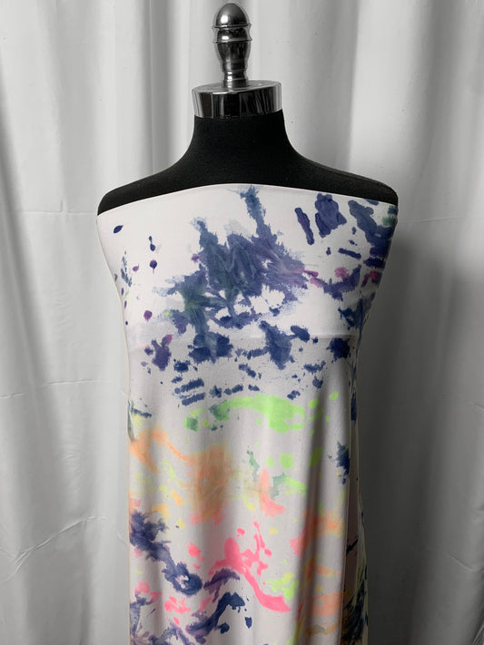 White/Neon Tie Dye - ITY - 2 Yard Cut