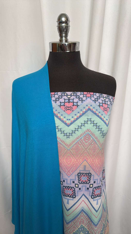 BLUE/CHEVRON BUNDLE : 2YD Chevron Bulgari & 2YD Blue Bamboo : A26486