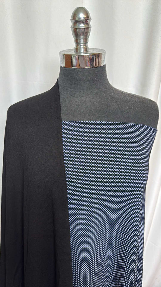 BLACK/BLUE GEO BUNDLE : 1.5YD Black Modal FT & 2YD Blue Geo PF : A27842