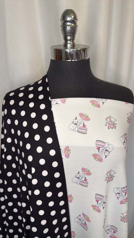 BIRTHDAY CAT/DOT BUNDLE : 1YD Birthday Cat Bullet & 2YD Black/White Dot DBP : A26778