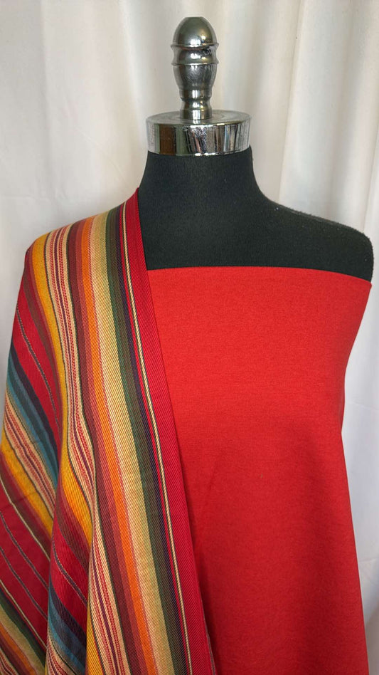 SOFT RED/YARN-DYED STRIPE BUNDLE : 2YD Soft Red Peached PF & 2YD Yarn-Dyed Stripe Cotton Woven : A26779
