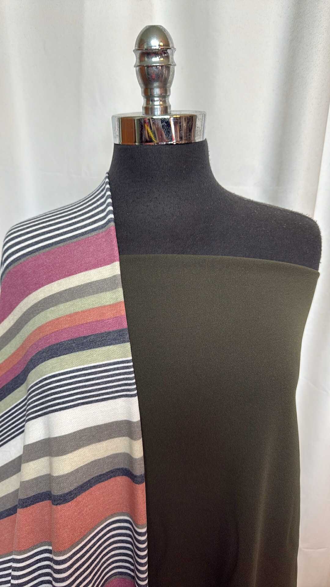 OLIVE/VARIEGATED STRIPE BUNDLE : 2YD Variegated Stripe PRS FT & 2YD Olive Crepe Scuba : A28789