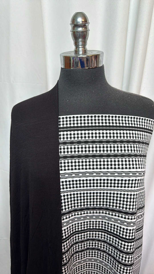 BLACK/LACE STRIPE BUNDLE : 2YD Black Ice Slub R/S & 2YD "Lace" Stripe Jacquard N/S : A27783